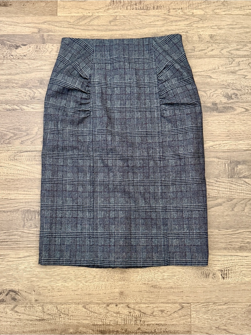 NWT$240 Anthropologie Nanette Lepore Tartan Plaid Wool Blend Ruched Skirt 6 USA